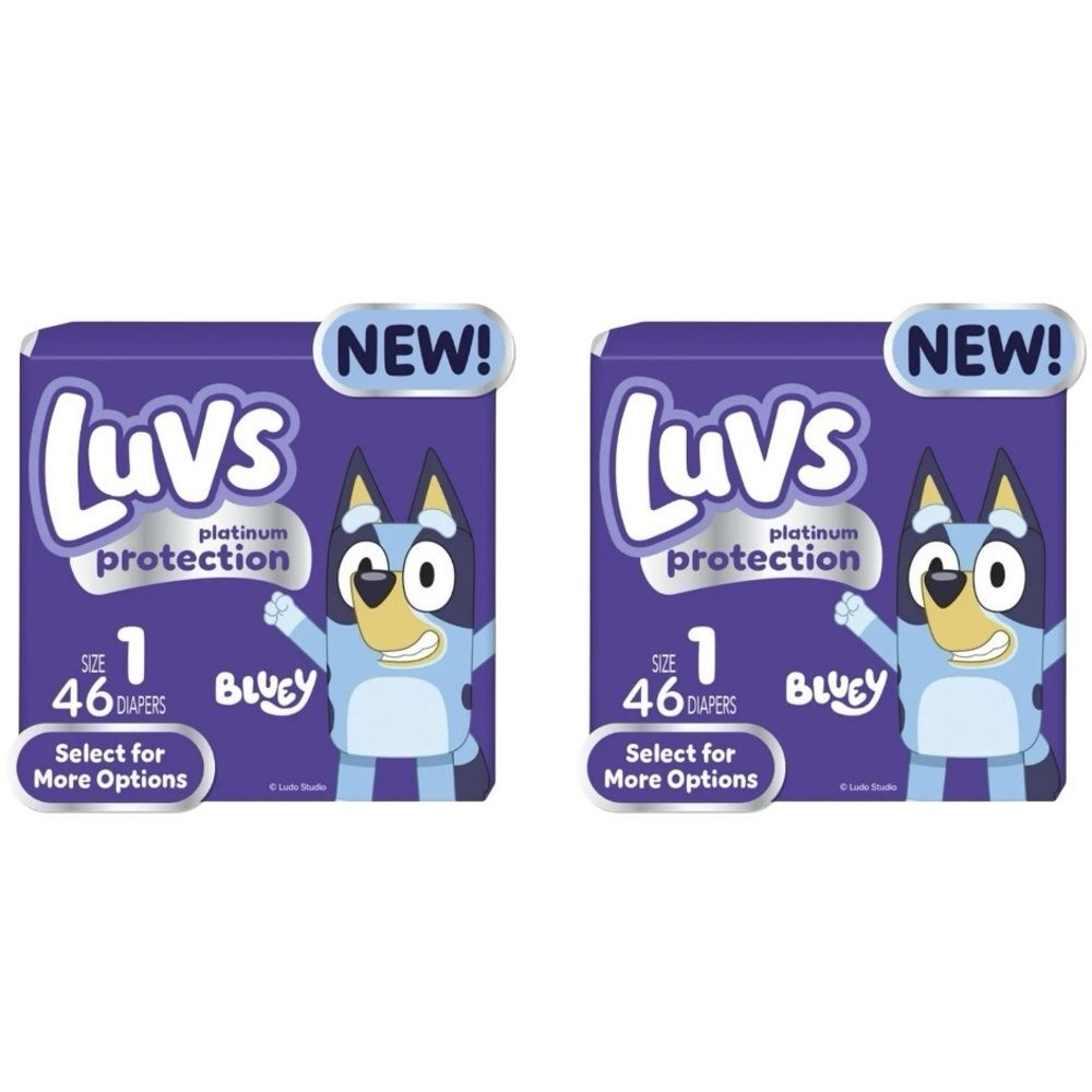 Luvs Diapers Platinum Protection Size 1 Bluey Baby Diaper 46 Count 2 Bags BS4&HB